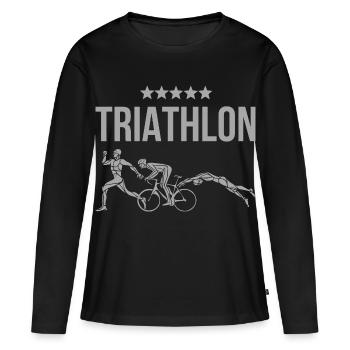 Triathlon - T-shirt manches longues Premium bio Femme - noir - Devant - Julia (174cm)