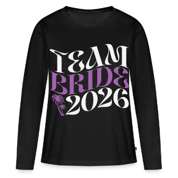 Équipe Mariée et enterrement de vie de jeune fille 2026 - T-shirt manches longues Premium bio Femme - noir - Devant - Julia (174cm)