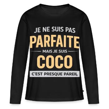 Pas Parfaite Mais Corinne Humour Prénom Original - T-shirt manches longues Premium bio Femme - noir - Devant - Julia (174cm)