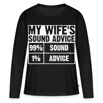 Le t-shirt graphique Sound Advice de ma femme - T-shirt manches longues Premium bio Femme - noir - Devant - Julia (174cm)