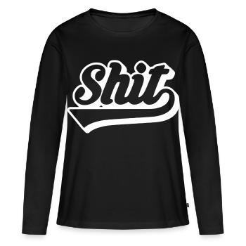Merde Rétro Script - T-shirt manches longues Premium bio Femme - noir - Devant - Julia (174cm)