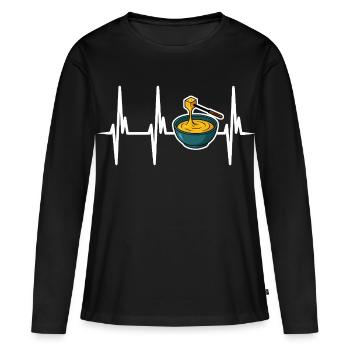 Ich liebe Käsefondue - Frauen Premium Bio Langarmshirt - Schwarz - Vorne - Julia (174cm)