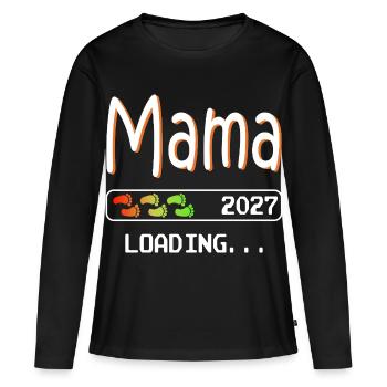 Maman 2027 chargeant grossesse de future mère - T-shirt manches longues Premium bio Femme - noir - Devant - Julia (174cm)