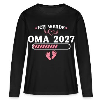 Ich werde Oma 2027 – Baby Ankündigung Geschenk - Frauen Premium Bio Langarmshirt - Schwarz - Vorne - Julia (174cm)