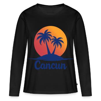 Souvenir de Noël des palmiers rétro de Cancun - T-shirt manches longues Premium bio Femme - noir - Devant - Julia (174cm)