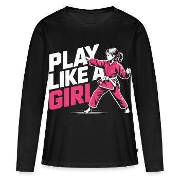 Maillot de karaté pour filles – Jouez comme une fille - T-shirt manches longues Premium bio Femme - noir - Devant - Julia (174cm)
