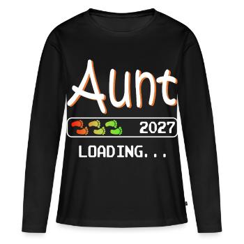Chargement de la future tante 2027 Je vais devenir tante - T-shirt manches longues Premium bio Femme - noir - Devant - Julia (174cm)