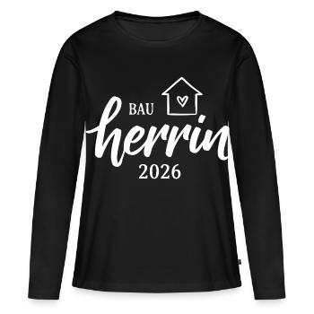 Construction de maison par le constructeur en 2026 - T-shirt manches longues Premium bio Femme - noir - Devant - Julia (174cm)