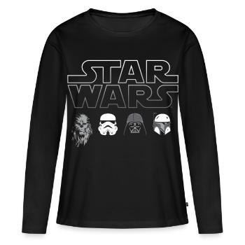 Star Wars Chewbacca, Vader & Co. Weiß - Frauen Premium Bio Langarmshirt - Schwarz - Vorne - Julia (174cm)