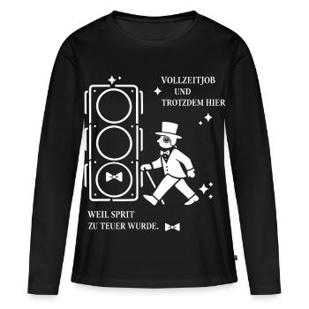 Vollzeitjob Und Trotzdem Hier, Sprit Zu Teuer - Frauen Premium Bio Langarmshirt - Schwarz - Vorne - Julia (174cm)