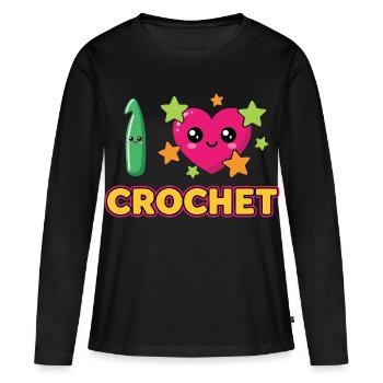 J’adore le crochet Häkeln - T-shirt manches longues Premium bio Femme - noir - Devant - Julia (174cm)