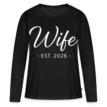 Wife Est 2026 Bride - Women's Premium Organic Long Sleeve Shirt - black - Front - Julia (174cm)