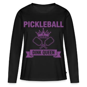 Pickleball Dink Queen Lustige Spielerin Love Pickleball - Frauen Premium Bio Langarmshirt - Schwarz - Vorne - Julia (174cm)