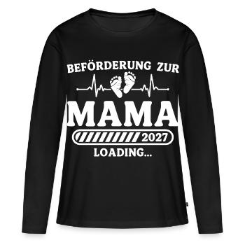 Schwangerschaft Ankündigen Werdende Mama 2027 - Frauen Premium Bio Langarmshirt - Schwarz - Vorne - Julia (174cm)