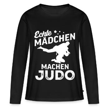echte maedchen machen judo  - Frauen Premium Bio Langarmshirt - Schwarz - Vorne - Julia (174cm)