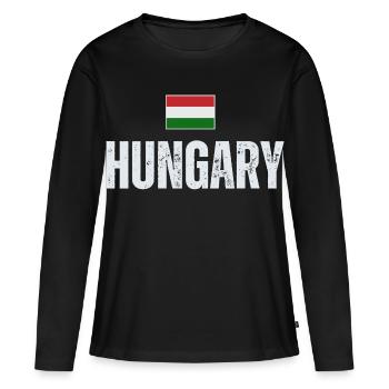 Ungarische Flagge, ungarischer Patriot - Frauen Premium Bio Langarmshirt - Schwarz - Vorne - Julia (174cm)