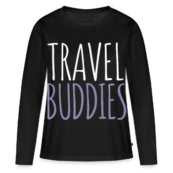 Compagnon de voyage - T-shirt manches longues Premium bio Femme - noir - Devant - Julia (174cm)