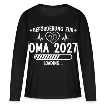 Beförderung zur Oma 2027 – Enkelkind Loading - Frauen Premium Bio Langarmshirt - Schwarz - Vorne - Julia (174cm)