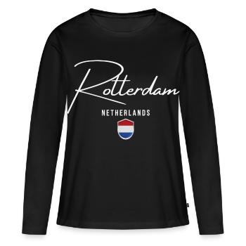 Rotterdam Pays-Bas, design élégant Rotterdam - T-shirt manches longues Premium bio Femme - noir - Devant - Julia (174cm)