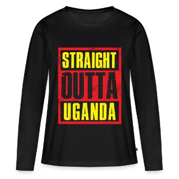 Directement sorti de l’Ouganda - T-shirt manches longues Premium bio Femme - noir - Devant - Julia (174cm)
