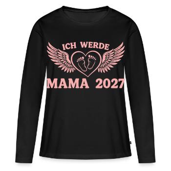 Ich werde Mama 2027 – Stolze werdende Mutter - Frauen Premium Bio Langarmshirt - Schwarz - Vorne - Julia (174cm)