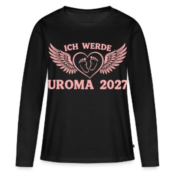 Ich werde Uroma 2027 – Werdende Urgroßmutter - Frauen Premium Bio Langarmshirt - Schwarz - Vorne - Julia (174cm)