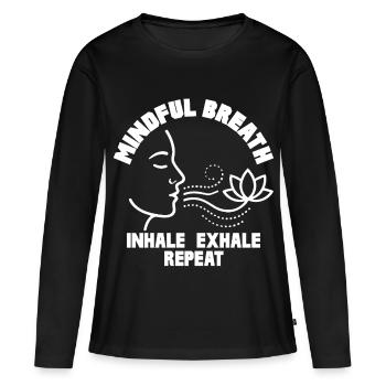 Respiration consciente Pleine conscience Calme - T-shirt manches longues Premium bio Femme - noir - Devant - Julia (174cm)
