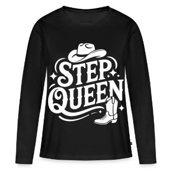 Step Queen Line Dance Western Look - Frauen Premium Bio Langarmshirt - Schwarz - Vorne - Julia (174cm)