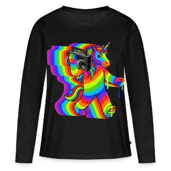 Sound licorne ghetto blaster - T-shirt manches longues Premium bio Femme - noir - Devant - Julia (174cm)