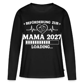 Mama 2027 Loading – Beförderung zur Mutter - Frauen Premium Bio Langarmshirt - Schwarz - Vorne - Julia (174cm)