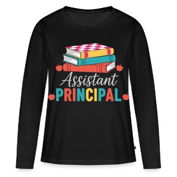Directeur adjoint Principal adjoint Livres - T-shirt manches longues Premium bio Femme - noir - Devant - Julia (174cm)