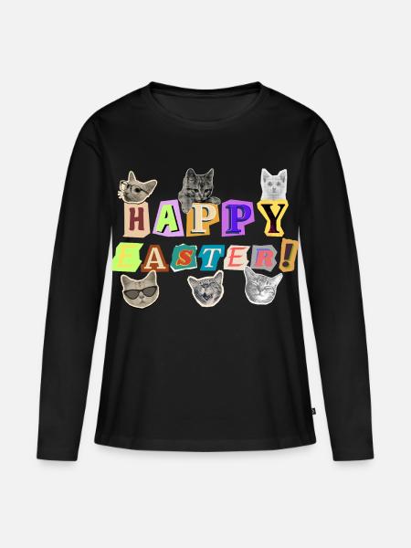 Frohe Osterkatzen, - Frauen Premium Bio Langarmshirt - Schwarz