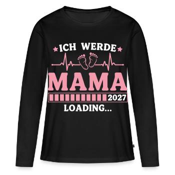 Ich werde Mama 2027 – Werdende Mutter - Frauen Premium Bio Langarmshirt - Schwarz - Vorne - Julia (174cm)