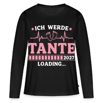 Ich werde Tante 2027 – Werdende Tante - Frauen Premium Bio Langarmshirt - Schwarz - Vorne - Julia (174cm)