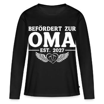 Befördert zur Oma 2027 – Baby Ankündigung - Frauen Premium Bio Langarmshirt - Schwarz - Vorne - Julia (174cm)