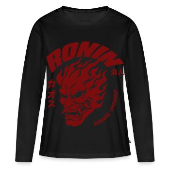 Ronin Oni Motard - T-shirt manches longues Premium bio Femme - noir - Devant - Julia (174cm)