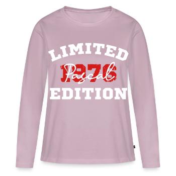 Edition Limitee Pascal 1976 - T-shirt manches longues Premium bio Femme - rose poudré - Devant - Julia (174cm)