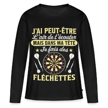  joue aux fléchettes - T-shirt manches longues Premium bio Femme - noir - Devant - Julia (174cm)