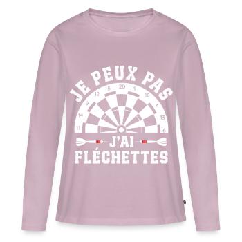 Je Peux Pas J'ai Fléchettes - T-shirt manches longues Premium bio Femme - rose poudré - Devant - Julia (174cm)
