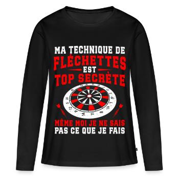 ma technique de fléchettes  - T-shirt manches longues Premium bio Femme - noir - Devant - Julia (174cm)