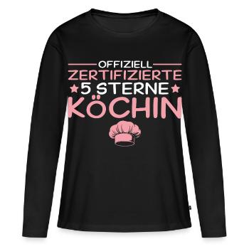 Hobbyköchin - Zertifizierte 5 Sterne Köchin - Frauen Premium Bio Langarmshirt - Schwarz - Vorne - Julia (174cm)