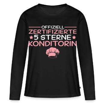 Offiziell zertifizierte 5 Sterne Konditorin - Frauen Premium Bio Langarmshirt - Schwarz - Vorne - Julia (174cm)