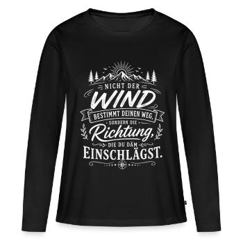 Richtung statt Wind – Deine Wegführung - Frauen Premium Bio Langarmshirt - Schwarz - Vorne - Julia (174cm)