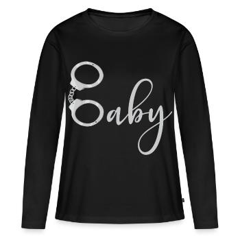 Menottes bébé - T-shirt manches longues Premium bio Femme - noir - Devant - Julia (174cm)