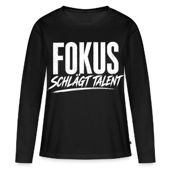 La concentration l’emporte sur le talent - T-shirt manches longues Premium bio Femme - noir - Devant - Julia (174cm)