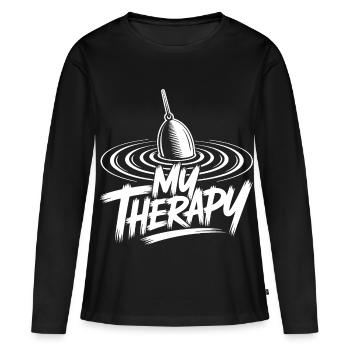 Pêche détendue - T-shirt manches longues Premium bio Femme - noir - Devant - Julia (174cm)