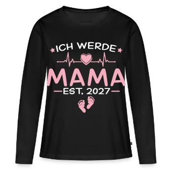 Ich werde Mama 2027 - Schwangerschaft Verkündung - Frauen Premium Bio Langarmshirt - Schwarz - Vorne - Julia (174cm)