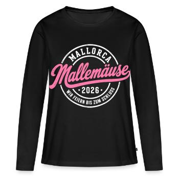 Malle 2026 Mallemäuse Nous célébrons jusqu’au bout - T-shirt manches longues Premium bio Femme - noir - Devant - Julia (174cm)
