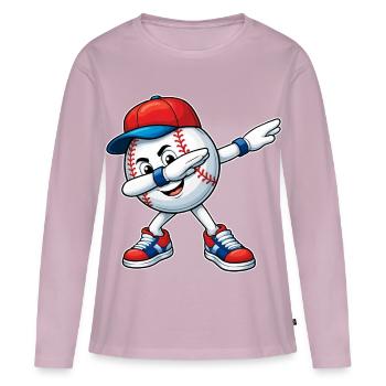Dab Baseball - T-shirt manches longues Premium bio Femme - rose poudré - Devant - Julia (174cm)