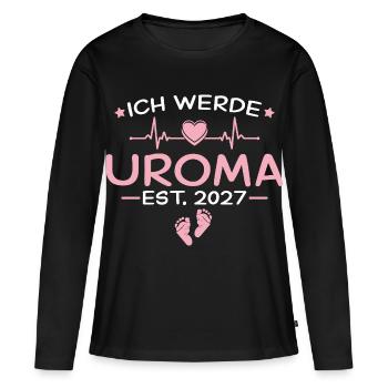 Ich werde Uroma 2027 - Ururenkelkind Ankündigung - Frauen Premium Bio Langarmshirt - Schwarz - Vorne - Julia (174cm)